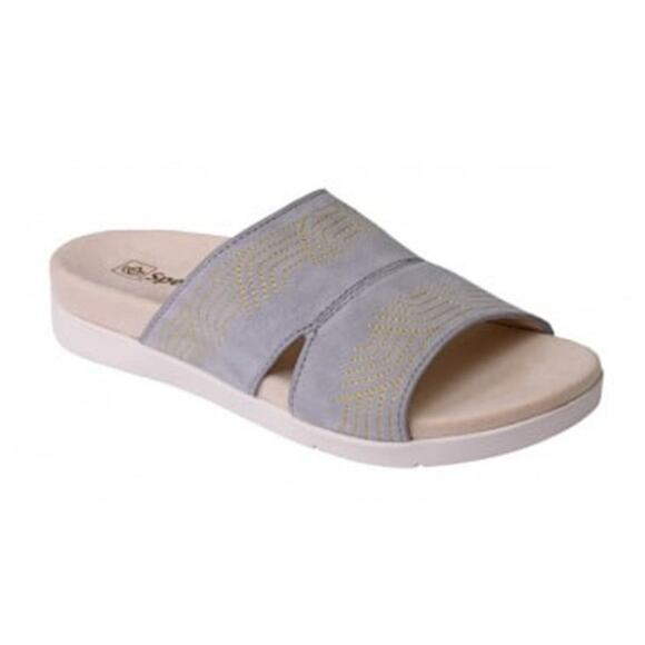 Spenco Womens Twilight Ellie Slide Sandals US 8.5 D EU 39 Grey Leather NIB - Picture 1 of 12